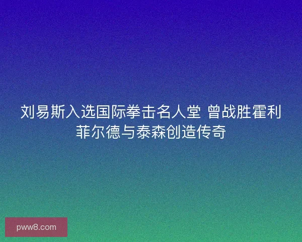 刘易斯入选国际拳击名人堂 曾战胜霍利菲尔德与泰森创造传奇