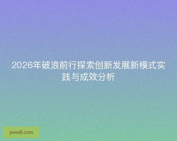 2026年破浪前行探索创新发展新模式实践与成效分析