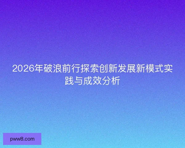 2026年破浪前行探索创新发展新模式实践与成效分析