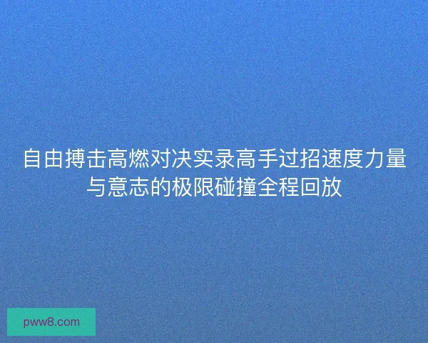 自由搏击高燃对决实录高手过招速度力量与意志的极限碰撞全程回放