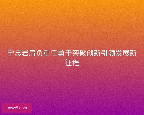 宁忠岩肩负重任勇于突破创新引领发展新征程